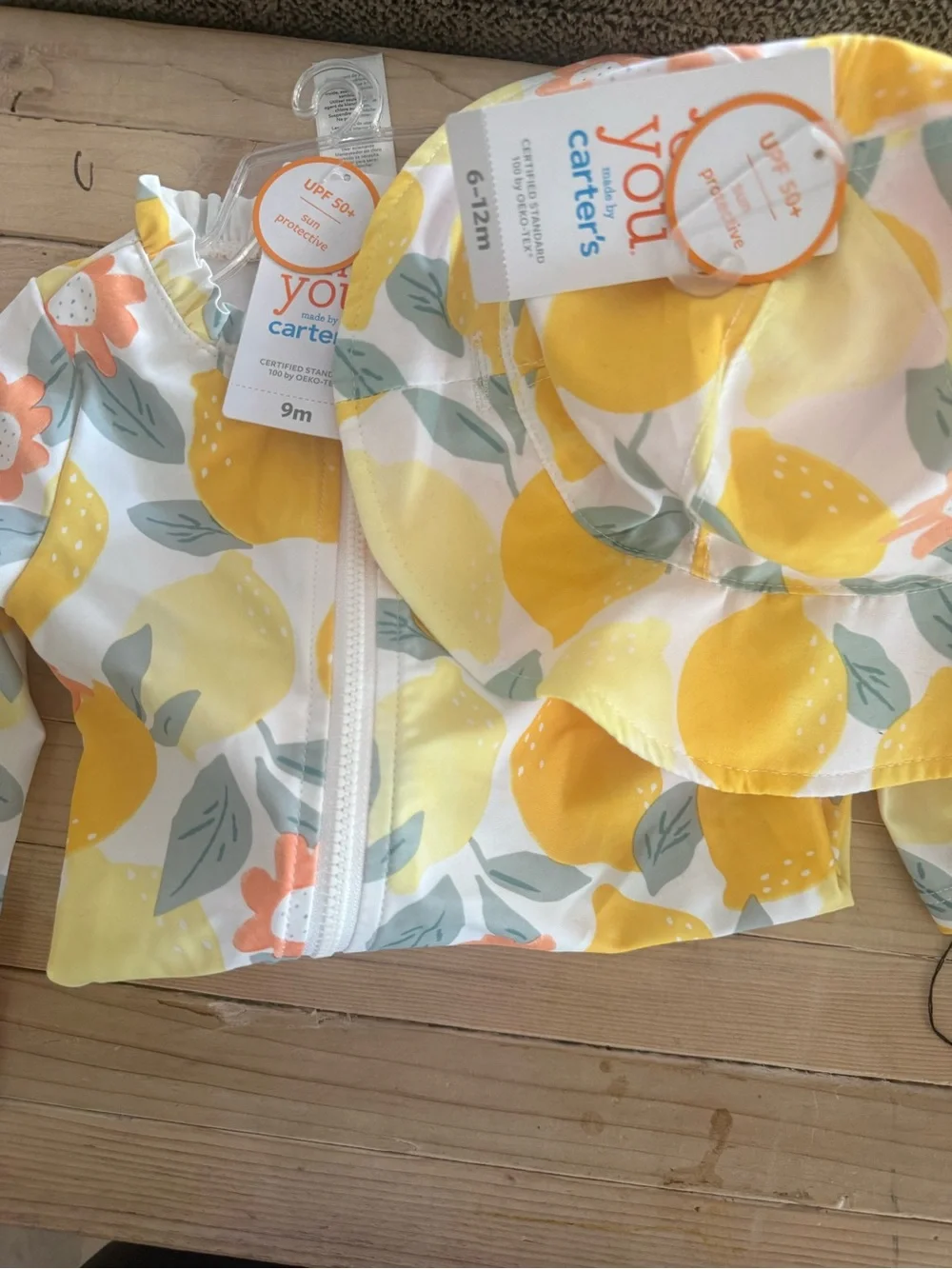 Carter's Yellow Lemon Print Infant Sun Outfit with Hat